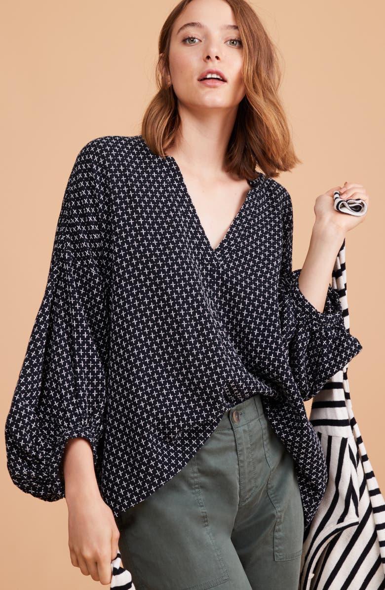 Lou & Grey Pickstitched Poet Blouse, Alternate, color,