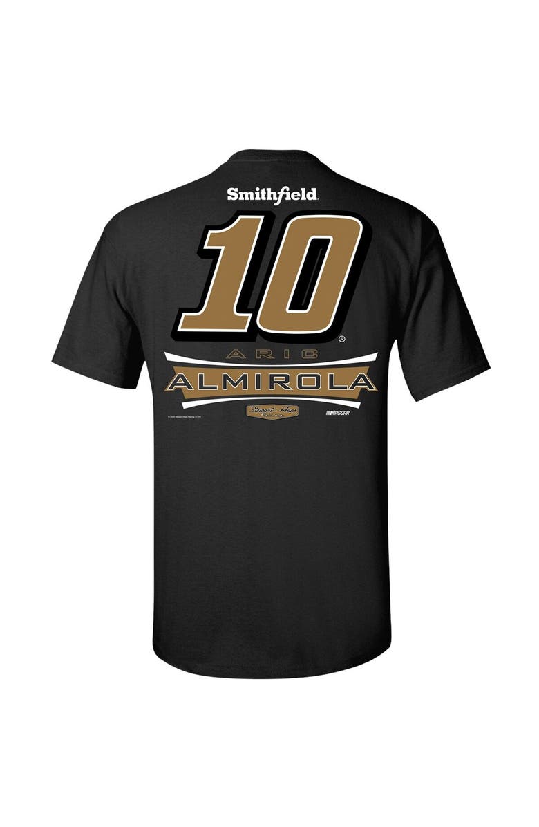 STEWART-HAAS RACING Men's Stewart-Haas Racing Team Collection Black Aric Almirola Lifestyle 2-Spot T-Shirt, Alternate, color, Black