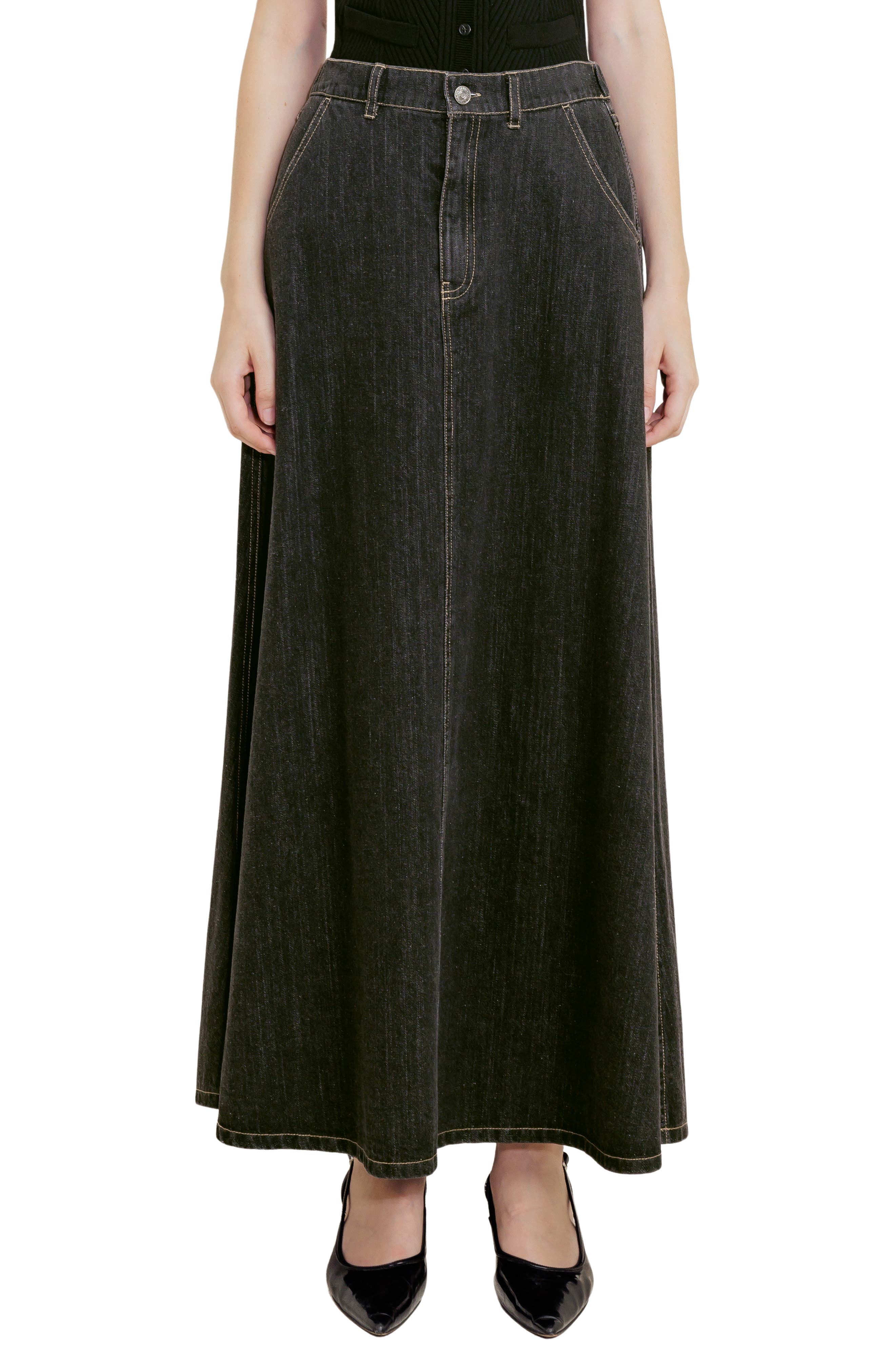 FREEMARKET A-Line Denim Maxi Skirt