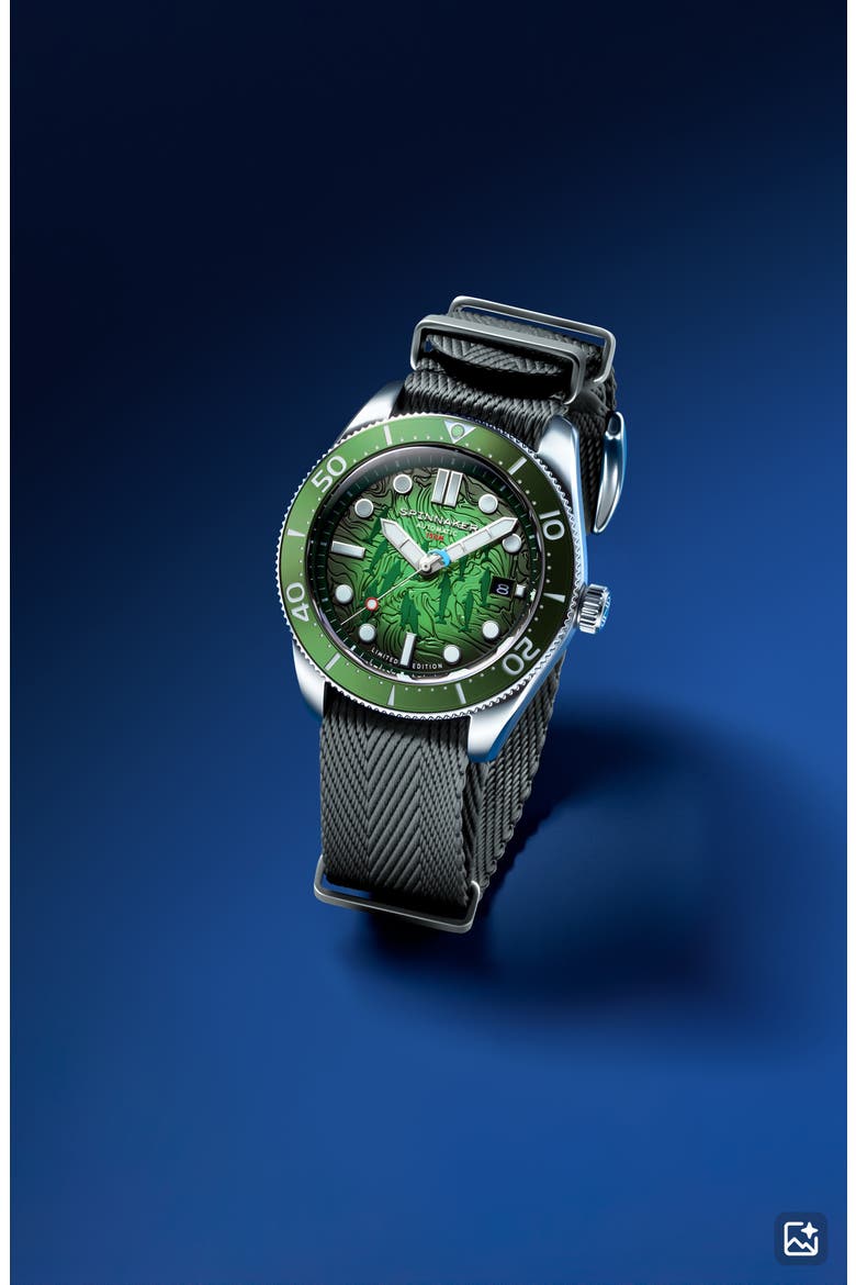 x Dolphin Project Croft Midsize Automatic Dolphin Cave Watch Set, 40mm, Alternate, color, GREEN