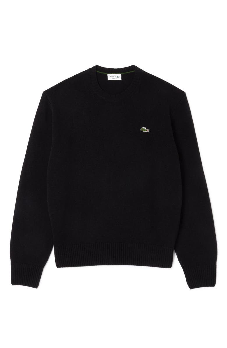 Lacoste Classic Fit Merino Wool Crewneck Sweater, Alternate, color, Black