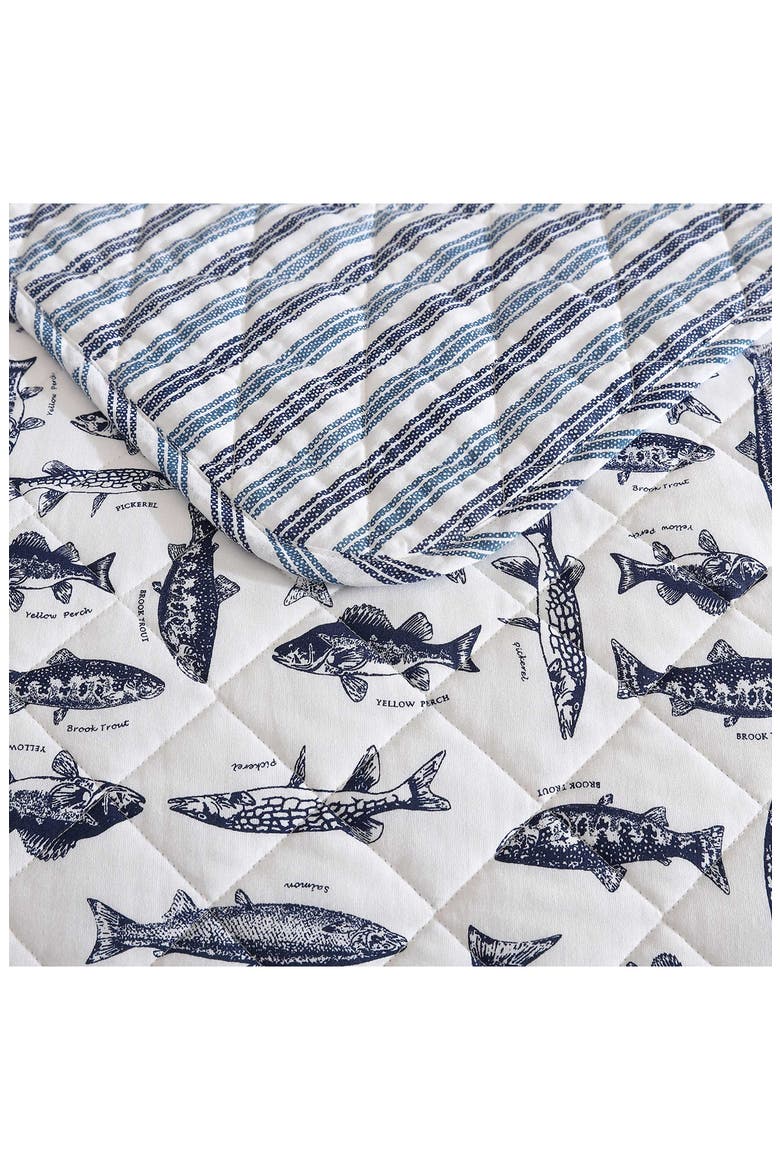 Wes Fish Cotton Twin Quilt & Sham Set, Alternate, color, BLUE