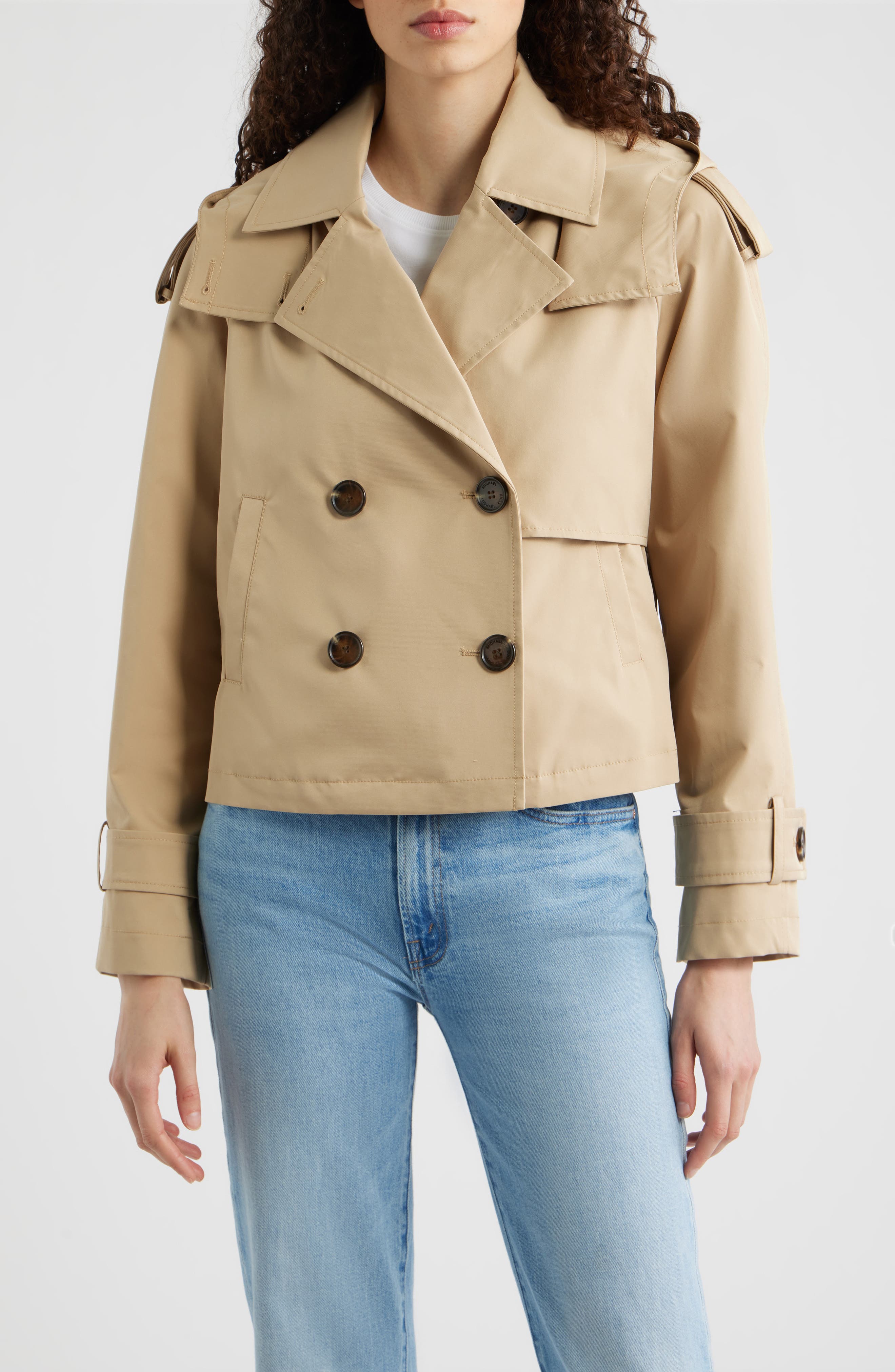 Crop Trench Coat with Removable Hood