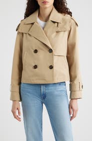 Michael Kors Crop Trench Coat with Removable Hood