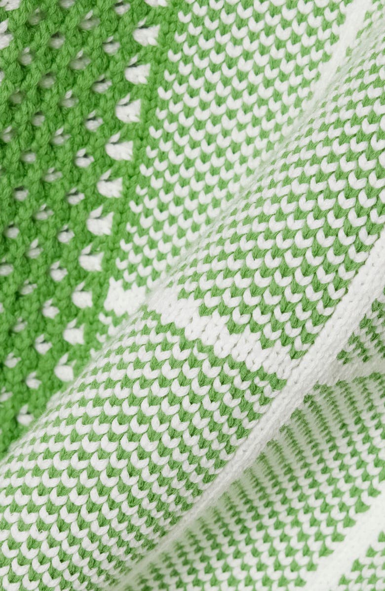 Lacoste Tennis Court Cotton Blend Jacquard Sweater, Alternate, color, Billiard Green/ Flour