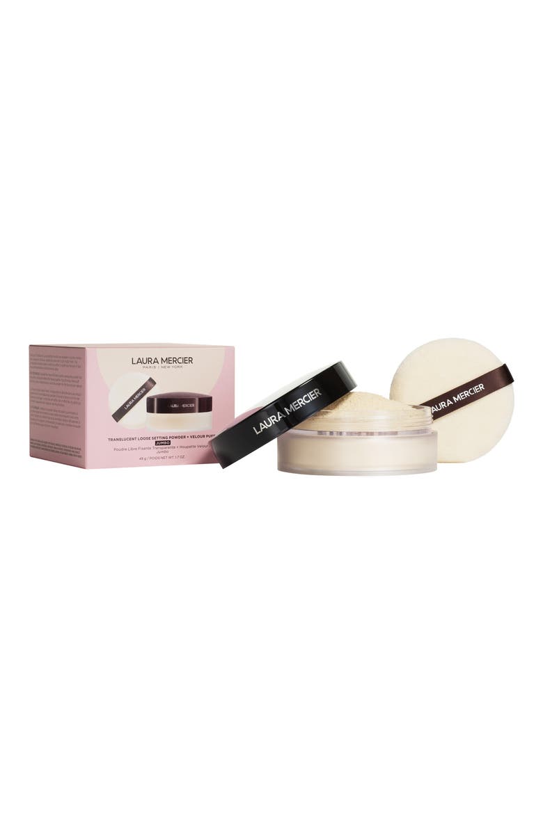 Jumbo Translucent Loose Setting Powder & Velour Puff $88 Value, Main, color, NONE