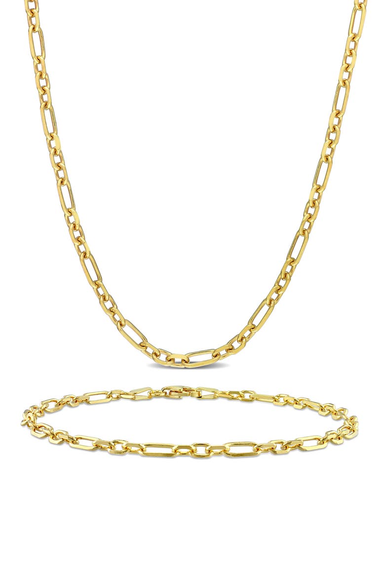 3mm Figaro Rolo Necklace & Bracelet Set, Main, color, GOLD
