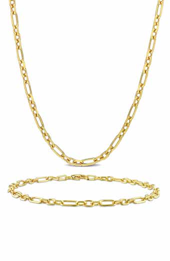 DELMAR 3mm Figaro Rolo Necklace & Bracelet Set