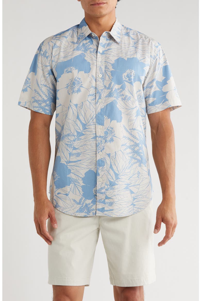 Astor Printed Short Sleeve Shirt, Main, color, ASTER BLUE