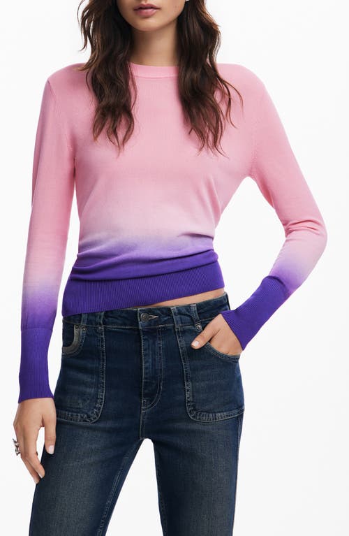 Desigual Pearls Ombré Crewneck Sweater In Pink