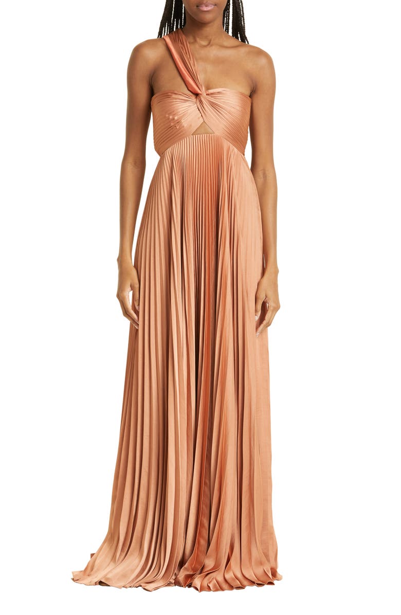 A.L.C. Nessa Asymmetric Pleat Gown, Main, color, 