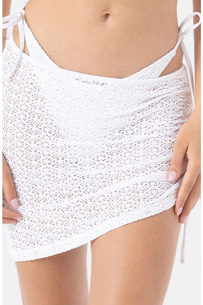 Ruched Sheer Cover-Up Skirt, Main, color, WHITE