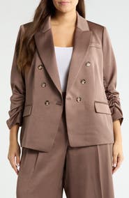 Tahari ASL Double Breasted Satin Blazer