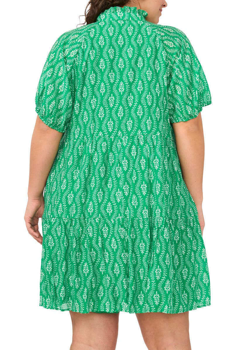 CeCe Tiered Ruffle Neck Dress, Alternate, color, Kelly Green