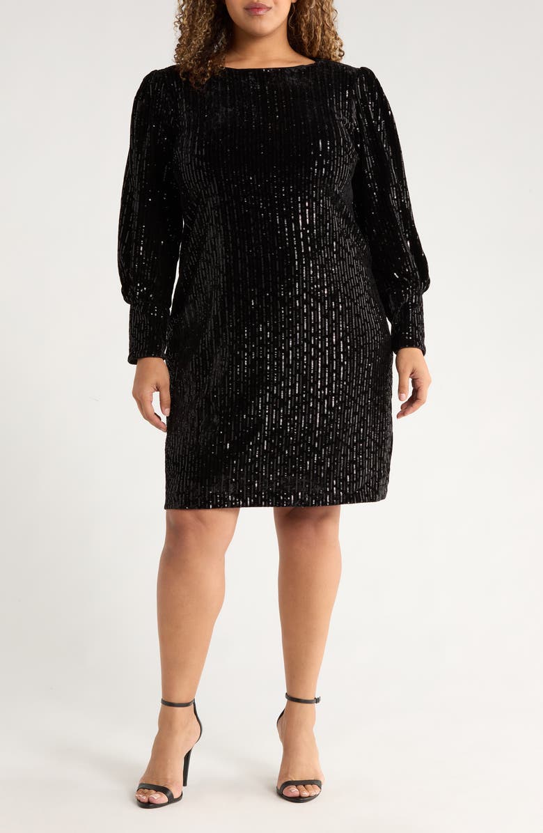 Julia Jordan Sequined Long Sleeve Body-Con Dress, Main, color,