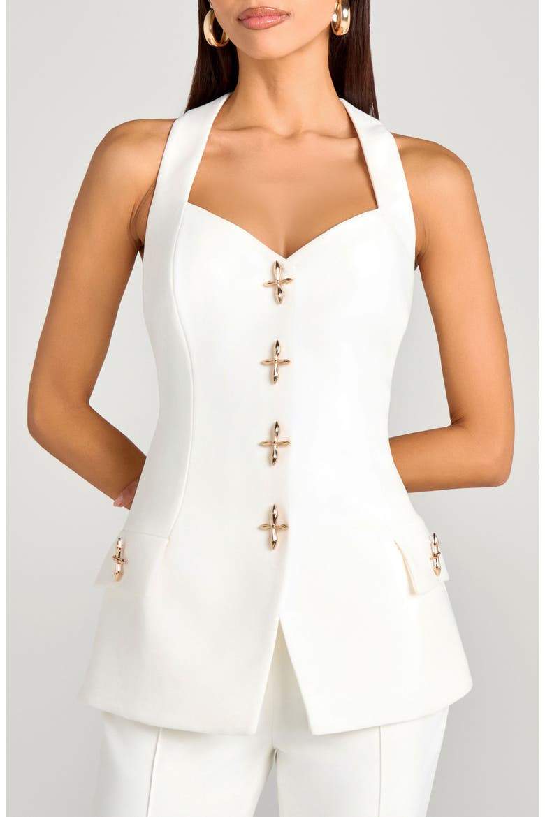 Zoe Novelty Button Long Vest, Main, color, WHITE