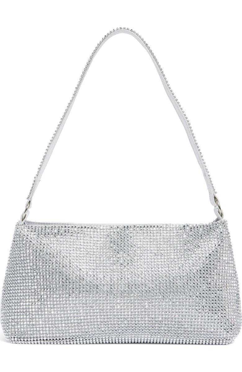 Jessica McClintock Jolene Rhinestone Embellished Shoulder Bag, Main, color, Silver