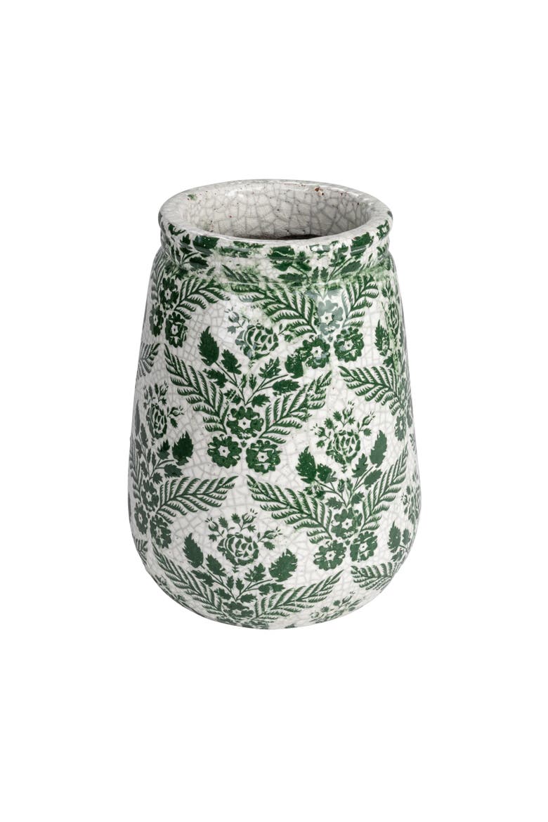 Planter Vase with Flower Pattern, Main, color, White
