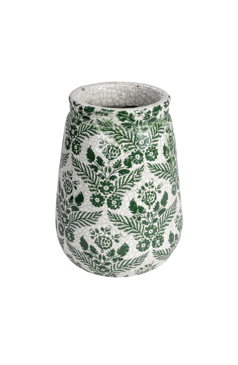 Storied Home Planter Vase with Flower Pattern, Main, color, White