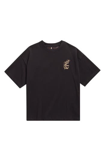 Denim And Flower Kids' Embroidered Paris Cotton Graphic T-shirt In Black