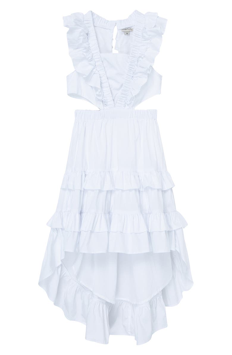Habitual Kids' High-Low Cutout Ruffle Dress, Main, color, 
