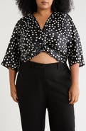 Renee C Polka Dot Front Twist Top