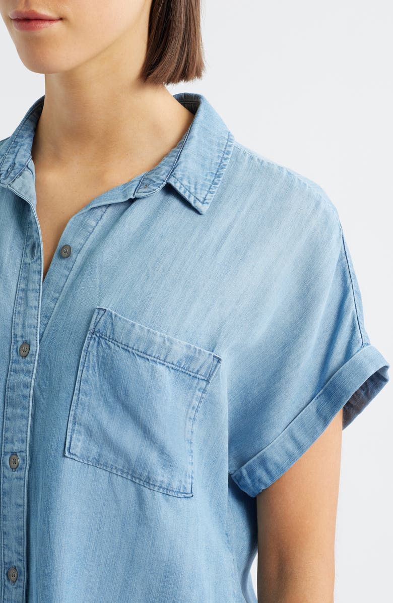 Cloth & Stone Cuffed Denim Shirt, Alternate, color, Worn Blue Wash