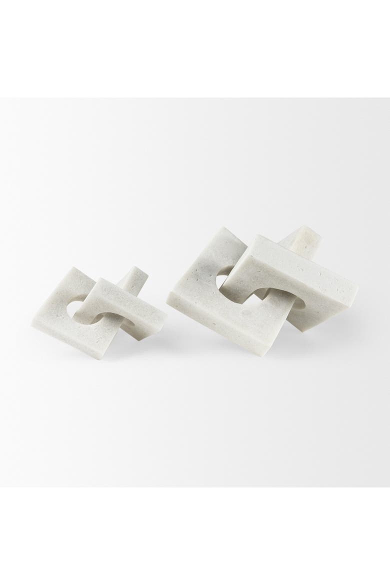 Linx Granite Resin Sculpture Decorative Object, Alternate, color, White