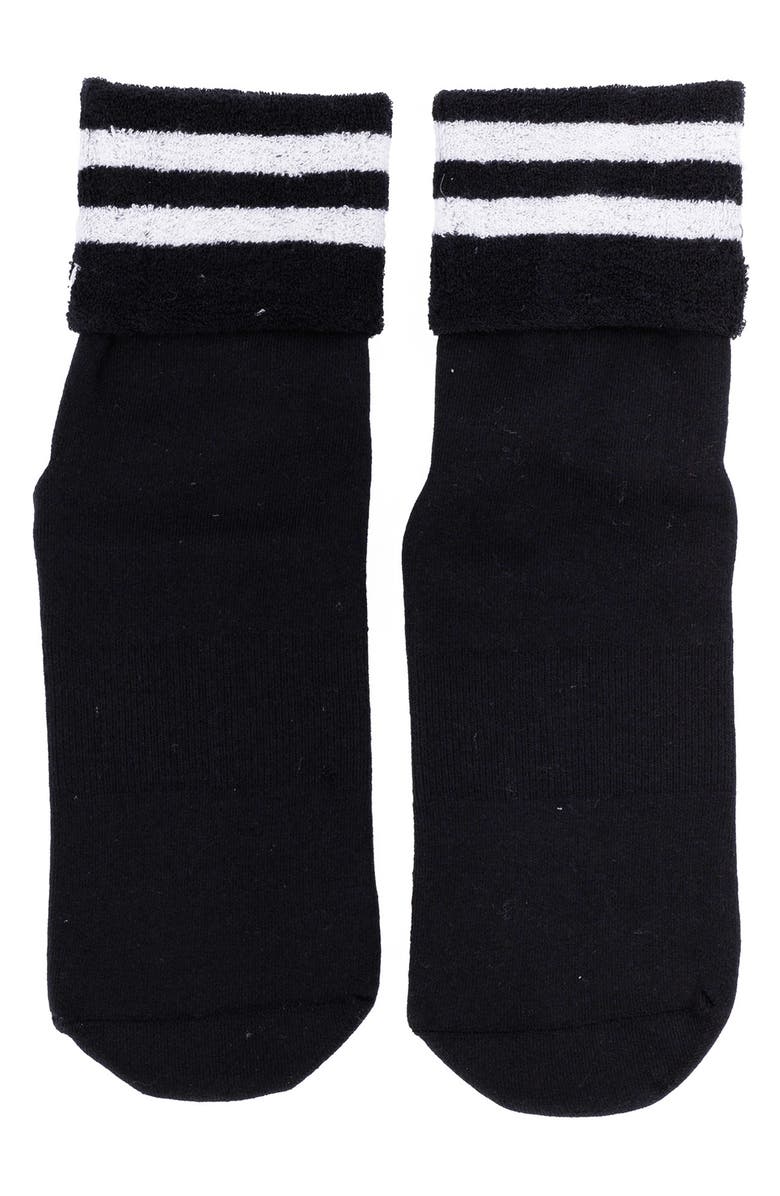 Arebesk Foldover Terry Grip Quarter Socks, Alternate, color, Black
