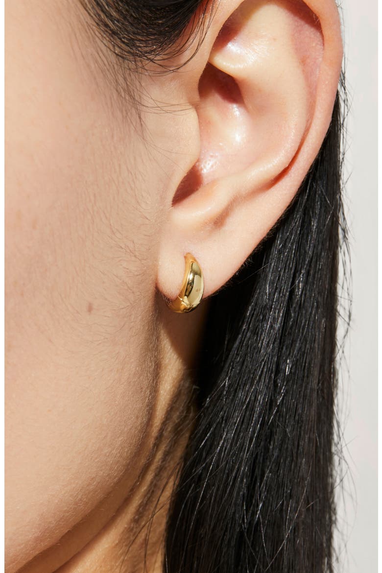 Nate Teardrop Hugging Hoop Earrings, Alternate, color, 925 YG