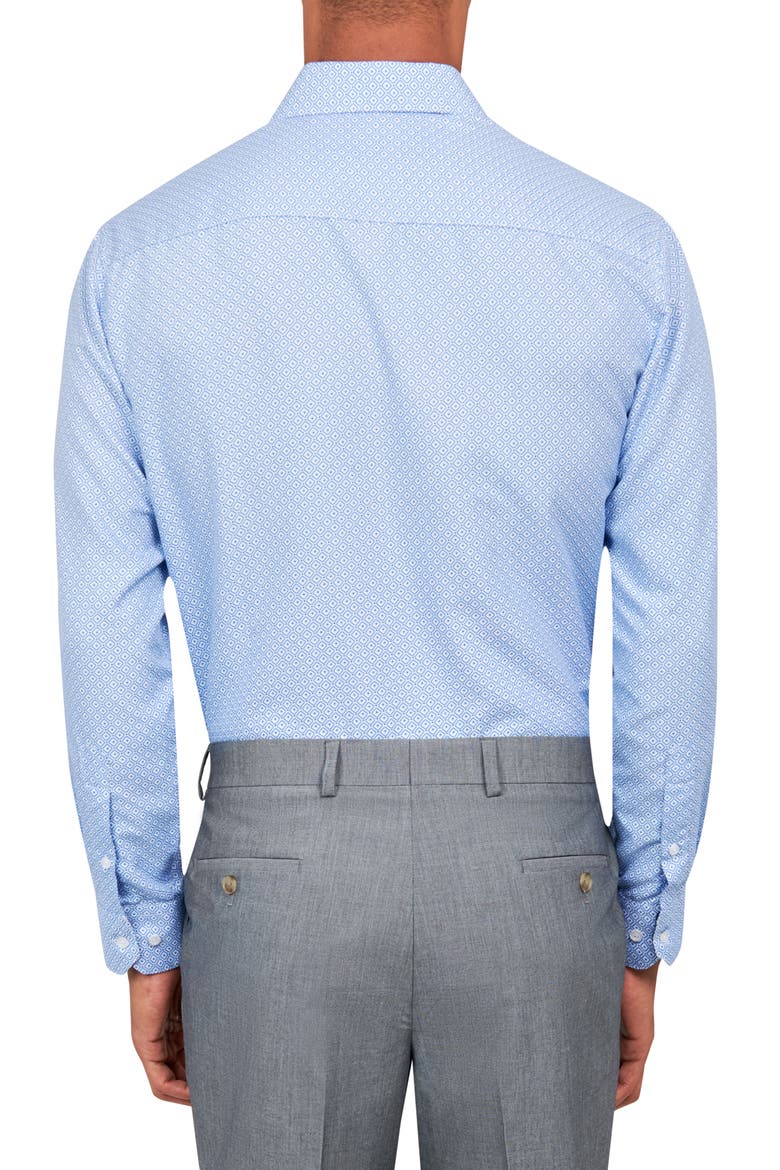 Slim Fit Diamond Geo Print Non-Iron Performance Dress Shirt, Alternate, color, BLUE