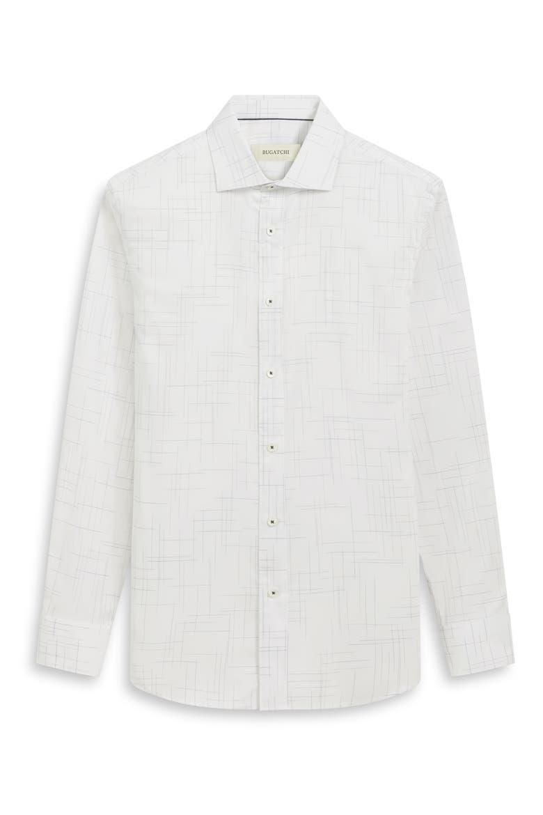 Axel Geo Print Stretch Button-Up Shirt, Alternate, color, WHITE
