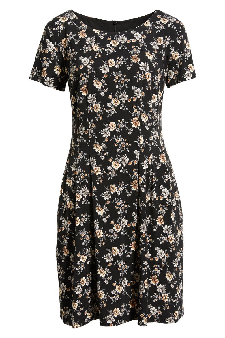 Floral Dress, Alternate, color, BLACK