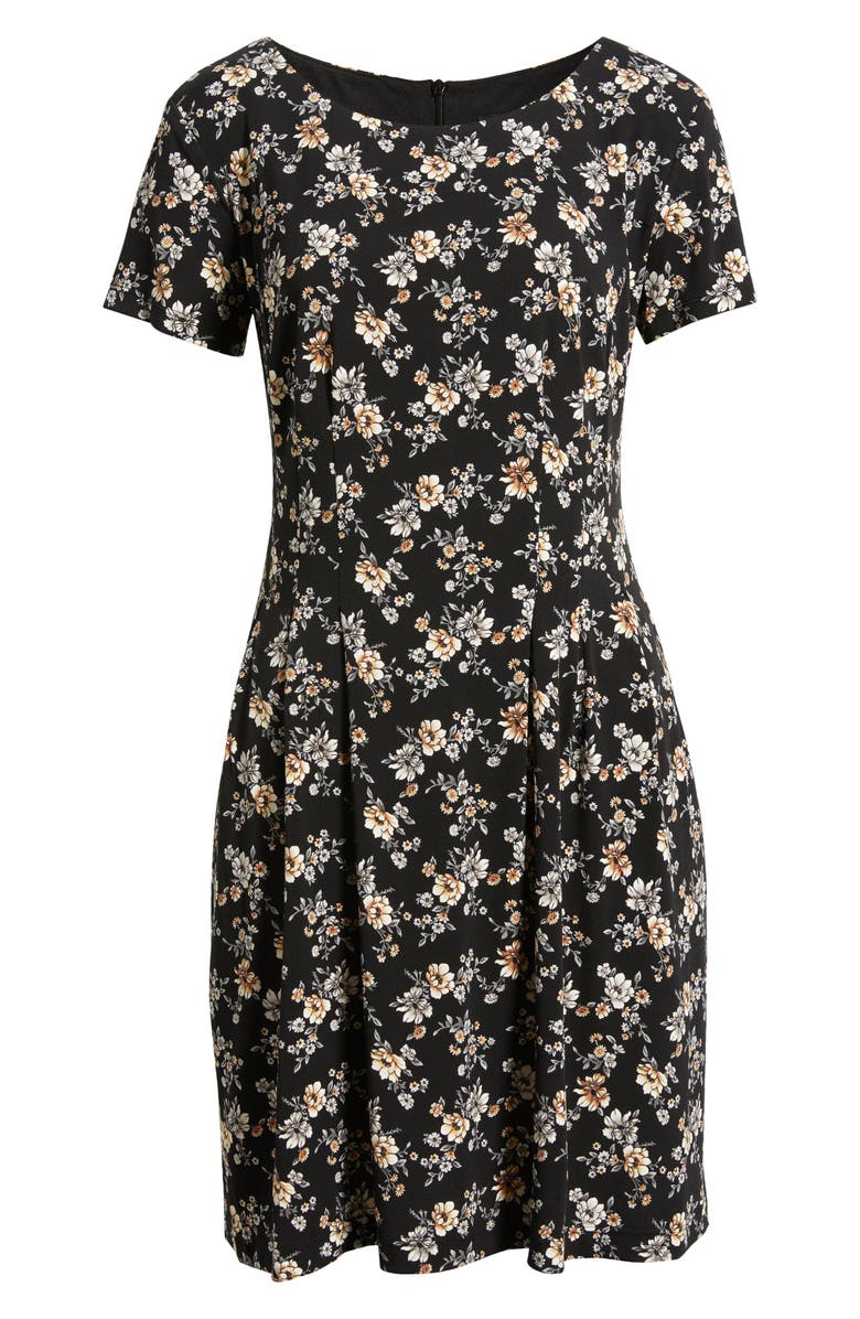 Connected Apparel Floral Dress, Alternate, color, Black
