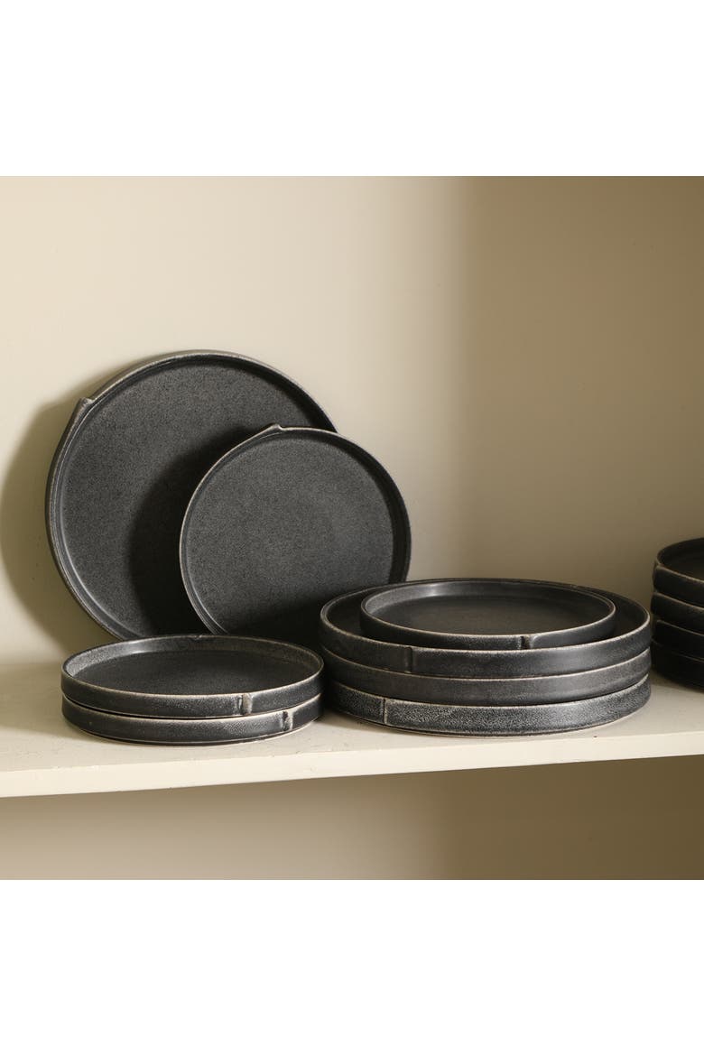 Bao Stoneware 4-Piece Salad Plate Set, Alternate, color, Charcoal