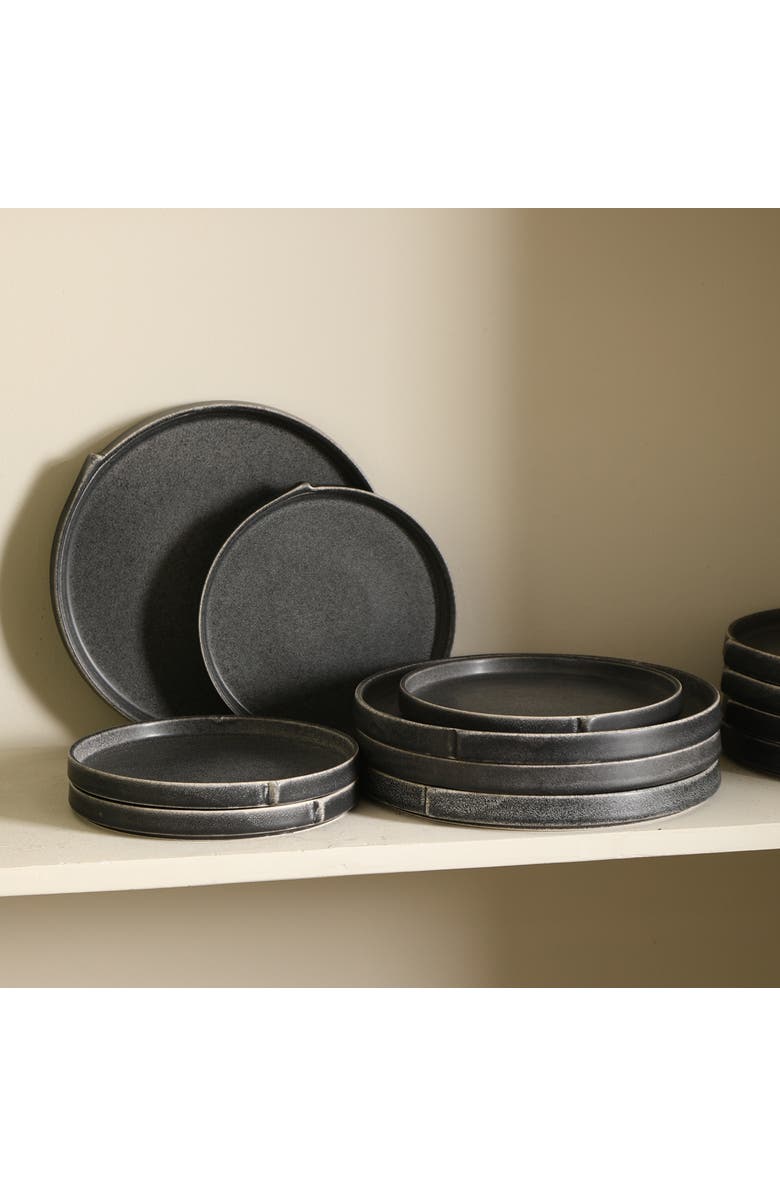 Stone Lain Bao Stoneware 4-Piece Salad Plate Set, Alternate, color, Charcoal