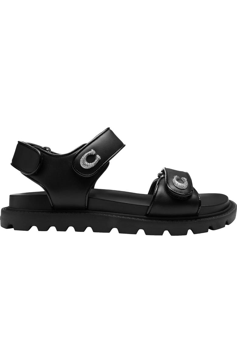COACH Brynn Leather Sandal, Alternate, color, Black