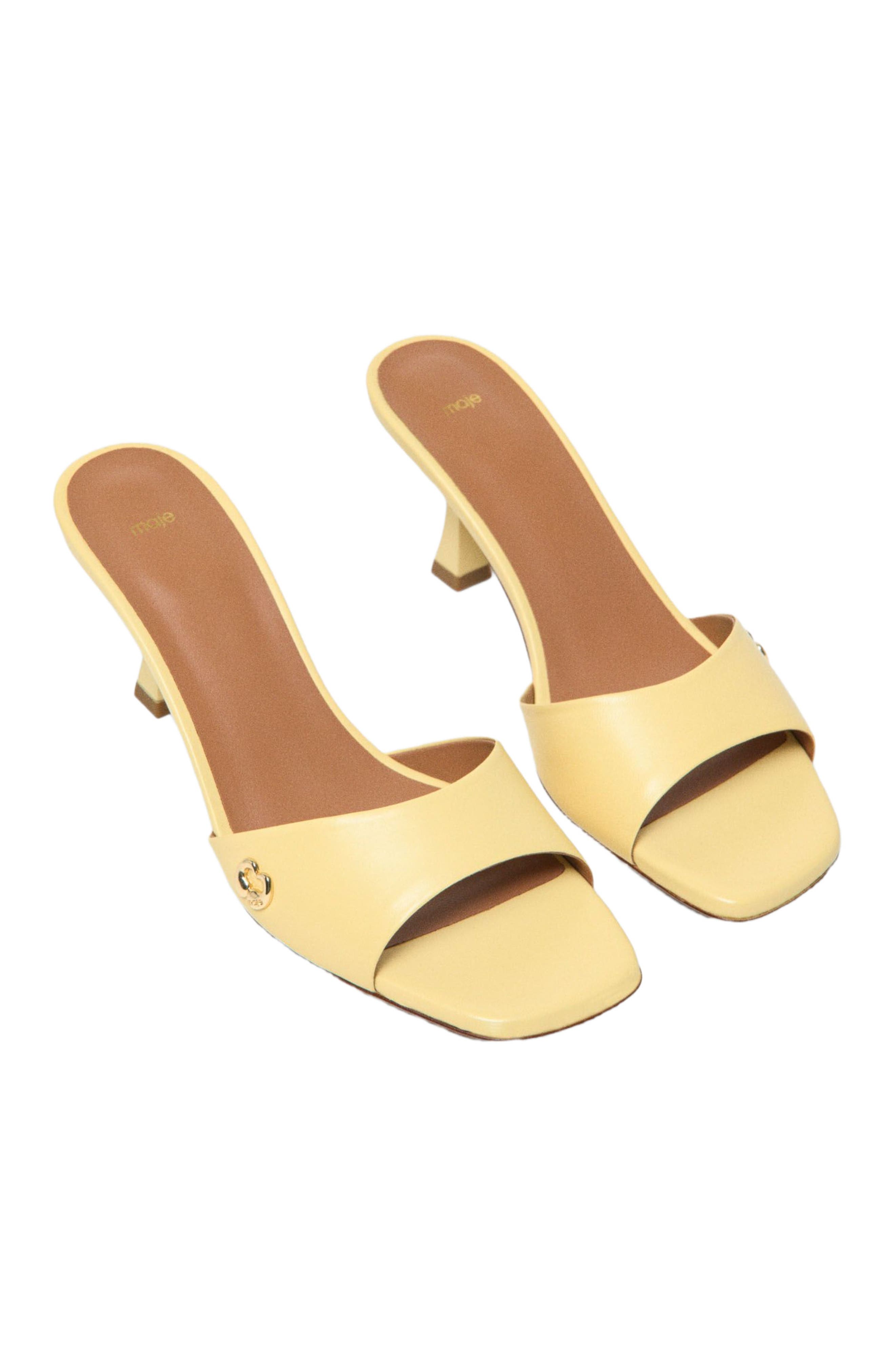 Leather mules, Alternate, color, Pale yellow