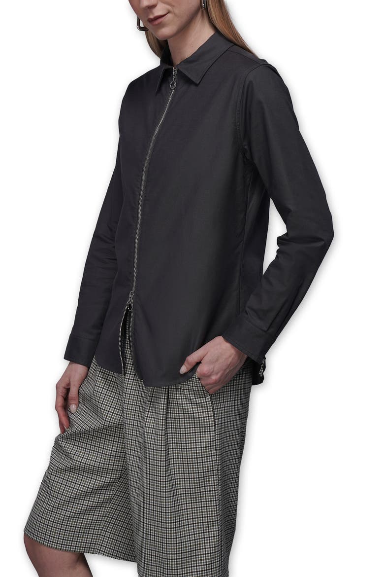 The Essential Long Sleeve Oxford Zip Up Shirt, Alternate, color, CHARCOAL
