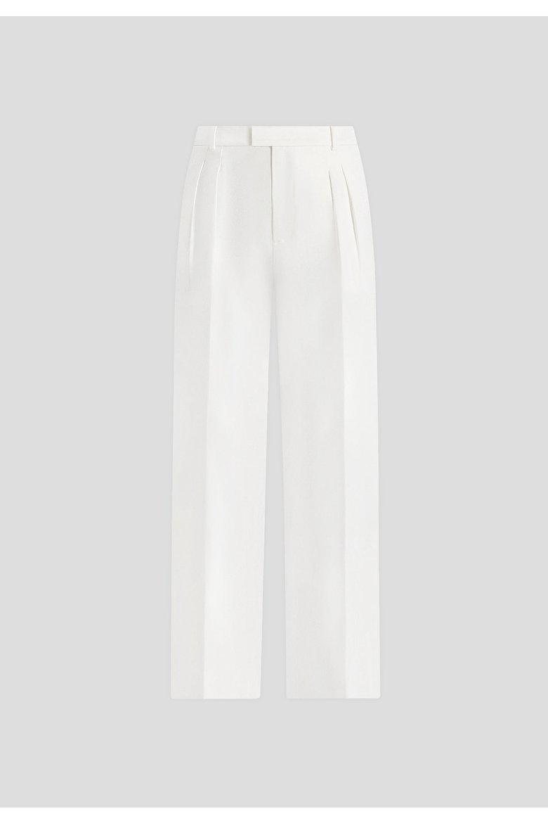 Julie Satin Twin Pleat Pants, Alternate, color, Off White