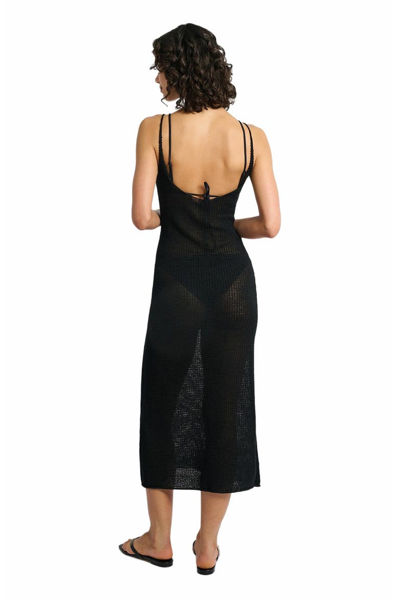 Textured Linen Sweater Scoop Maxi Dress, Alternate, color, BLACK
