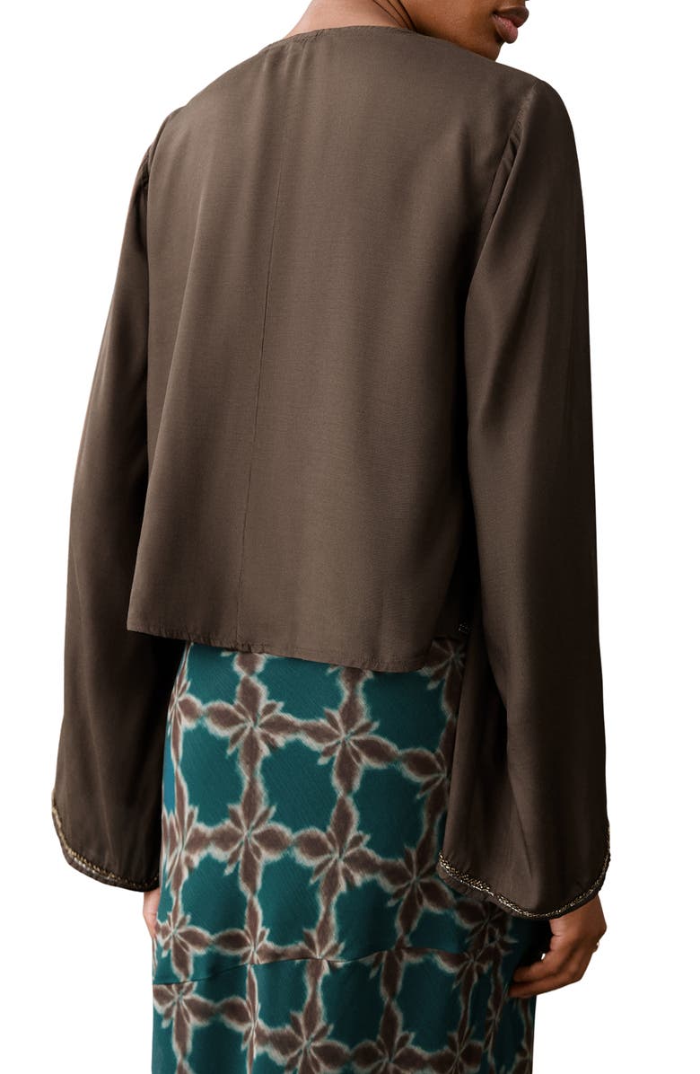 MANGO TEEN Bead Detail Open Front Jacket, Alternate, color, Brown