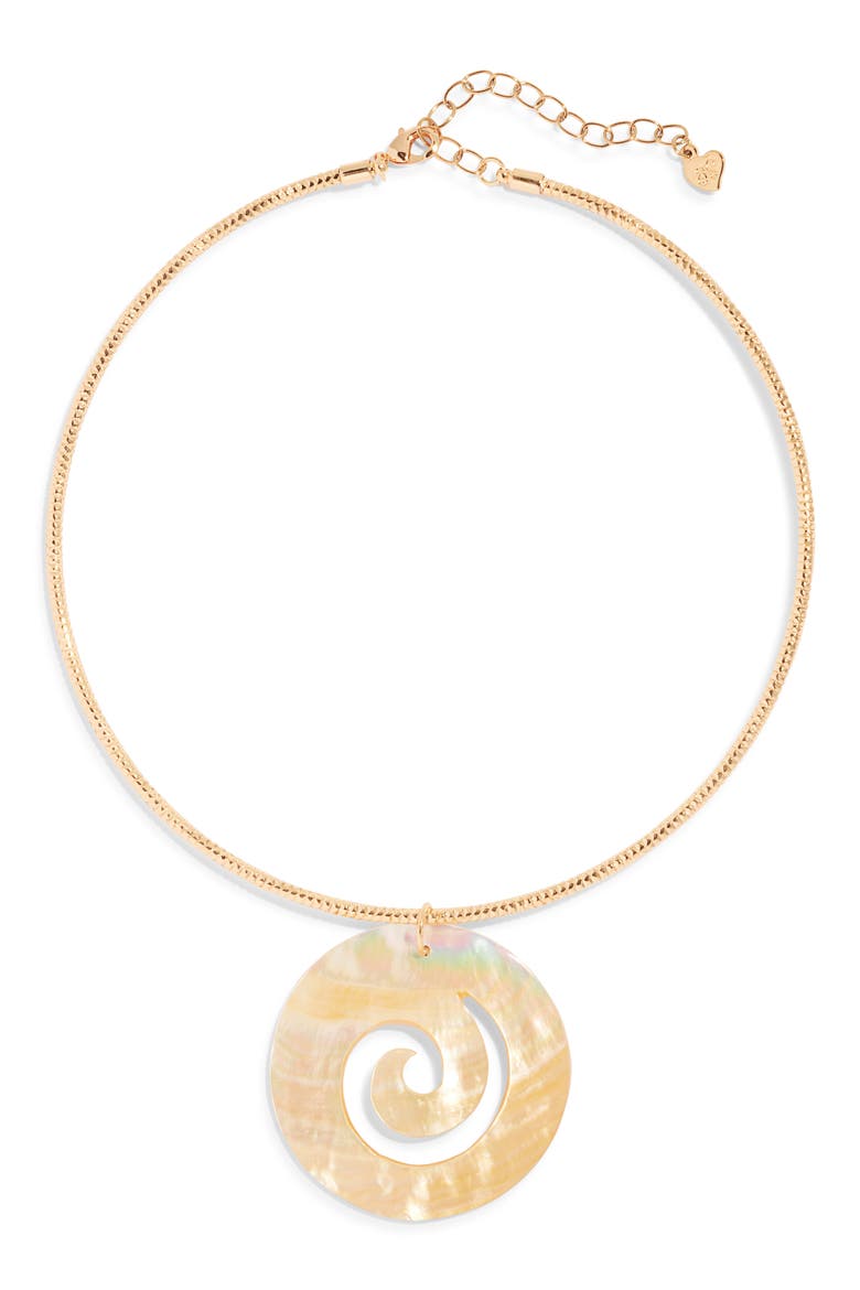 Ibiza Mother-of-Pearl Pendant Choker Necklace, Main, color, GOLD