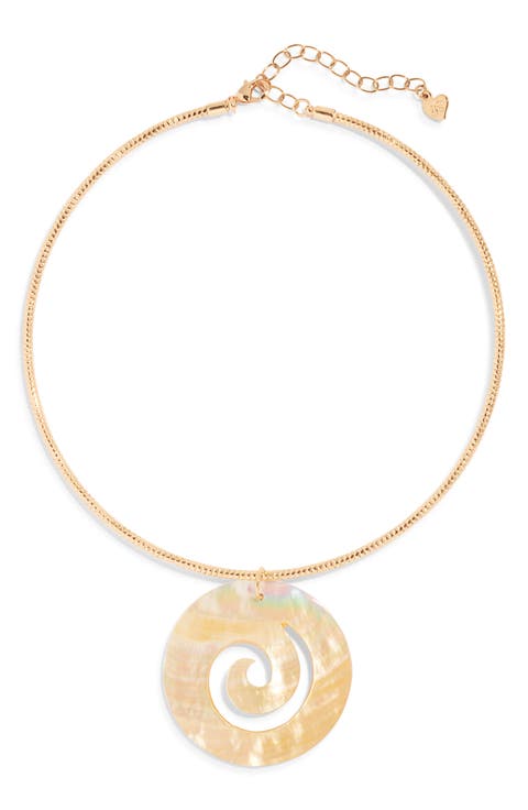 Ibiza Mother-of-Pearl Pendant Choker Necklace