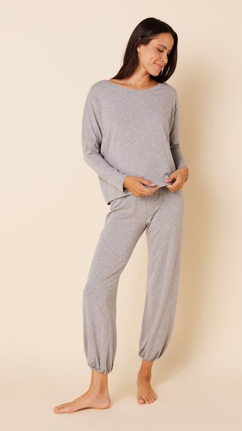 The Cat's Pajamas Pima Knit Pullover Set In Gray