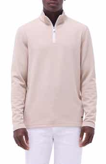 Bugatchi Waffle Knit Quarter Zip Performance Pullover