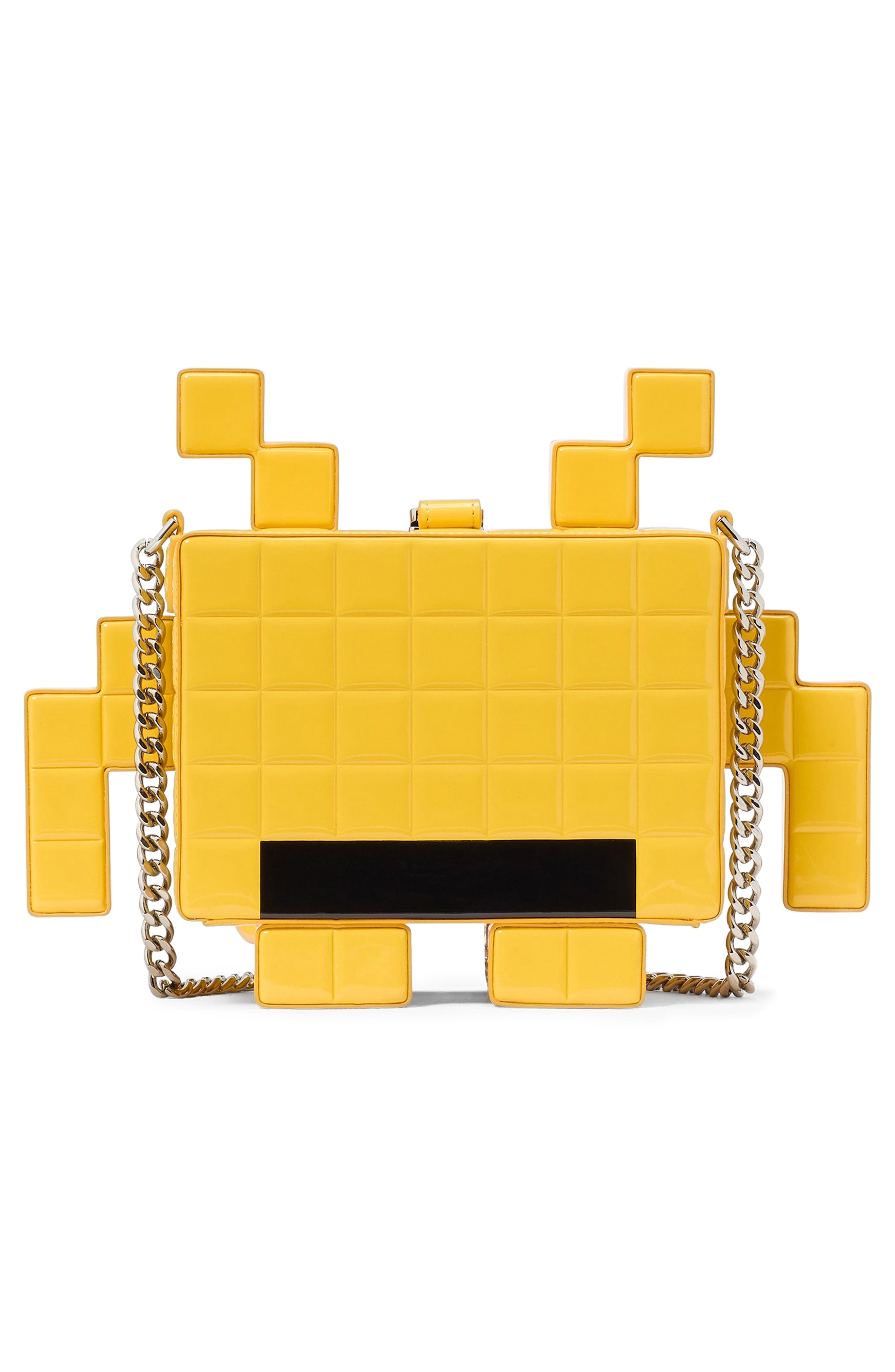 Kate Spade New York x Space Invaders 3D alien patent leather crossbody bag, Alternate, color, 