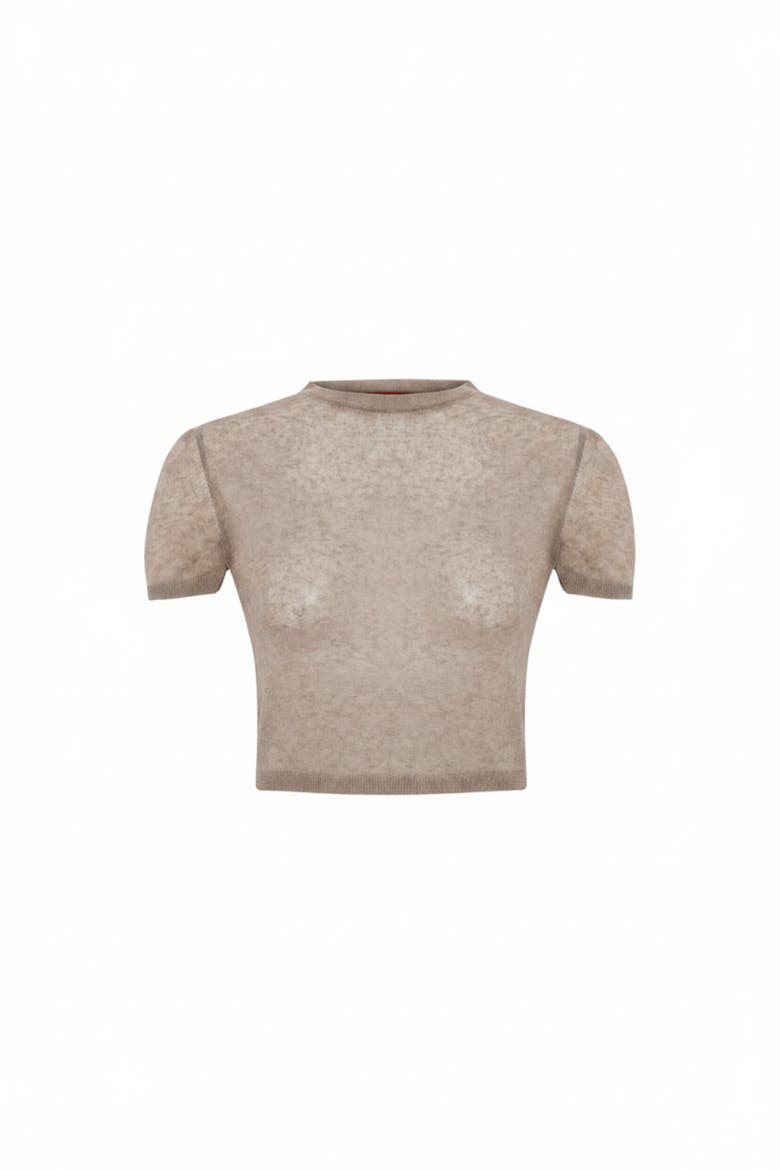 Short Sleeve Knit Top, Main, color, BEIGE