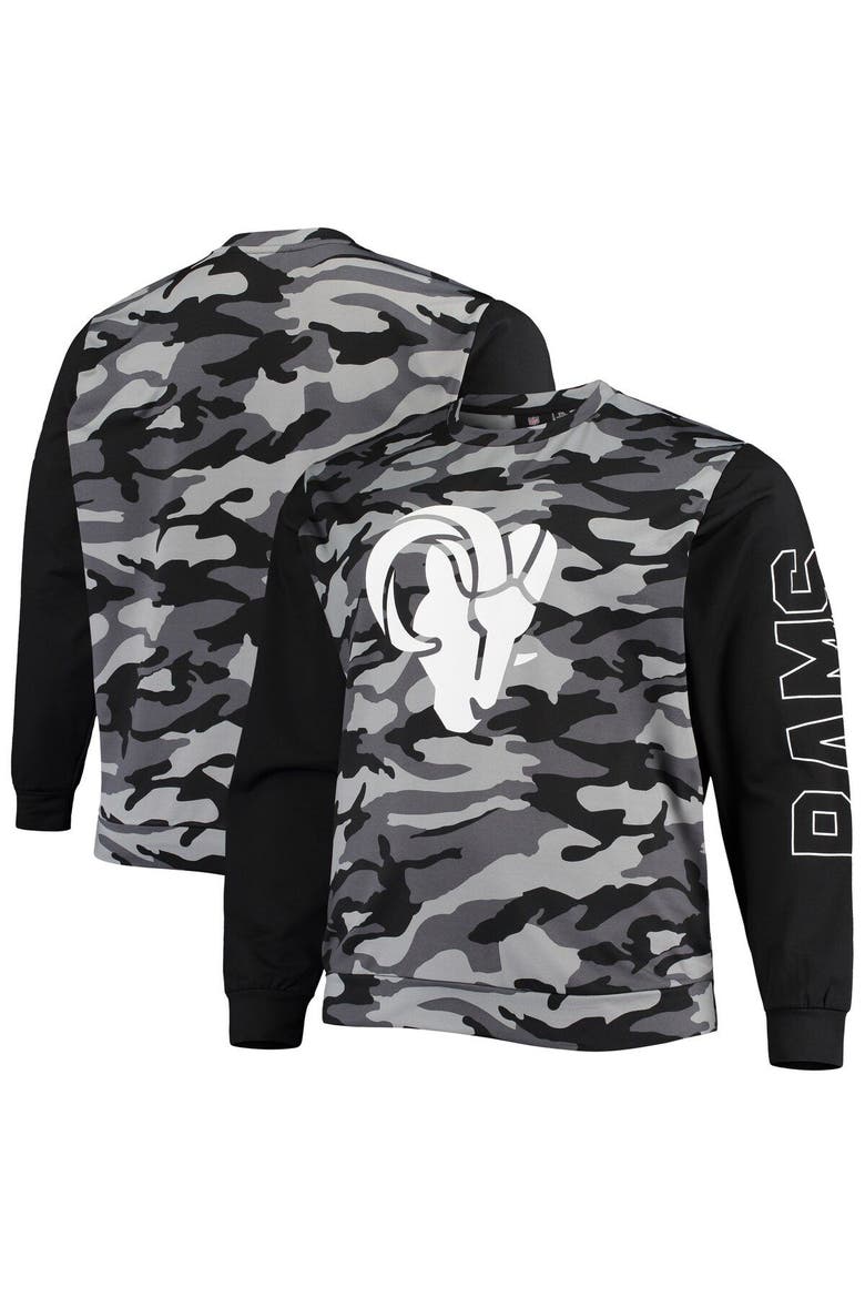 Men's FOCO Black Los Angeles Rams Camo Long Sleeve T-Shirt, Main, color, Black