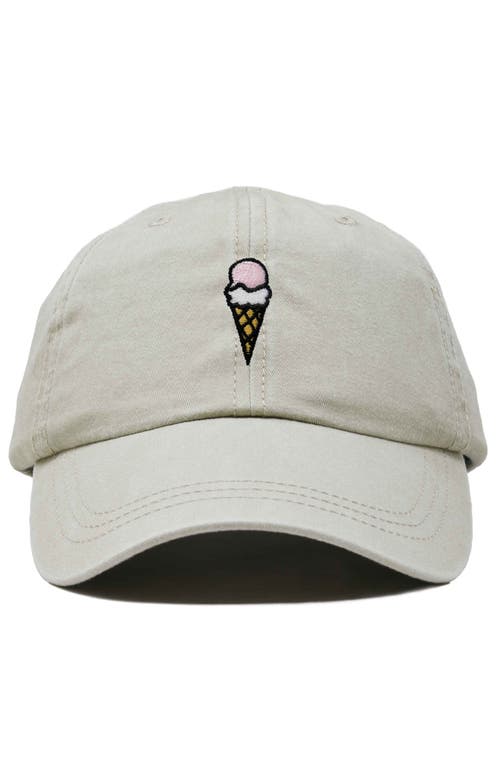 Dalix Double Scoop Embroidered Cap In Washed Stone White